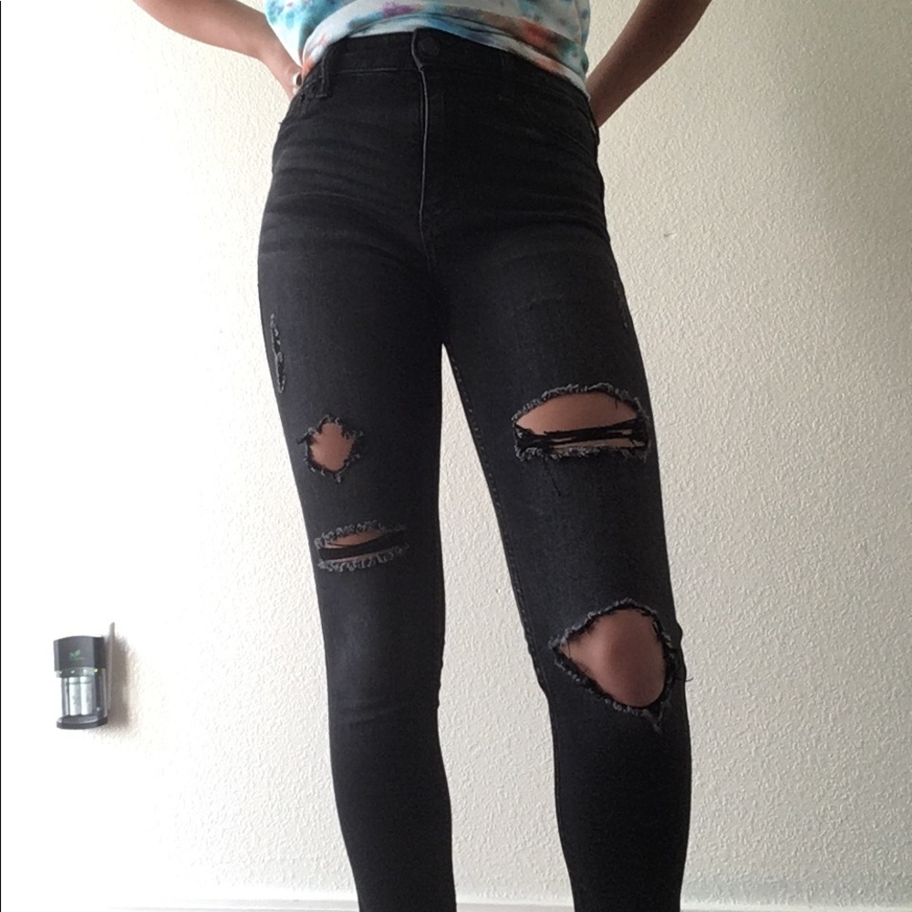 High Rise Super Skinny black denim jeans